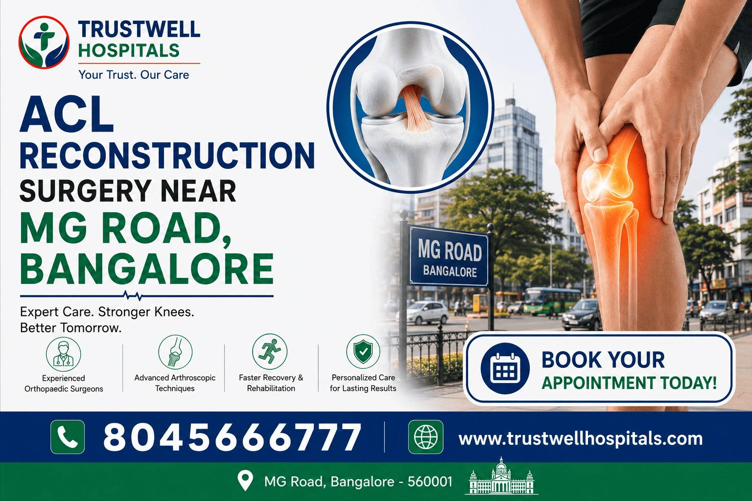 acl reconstruction surgery near mg road bangalore
